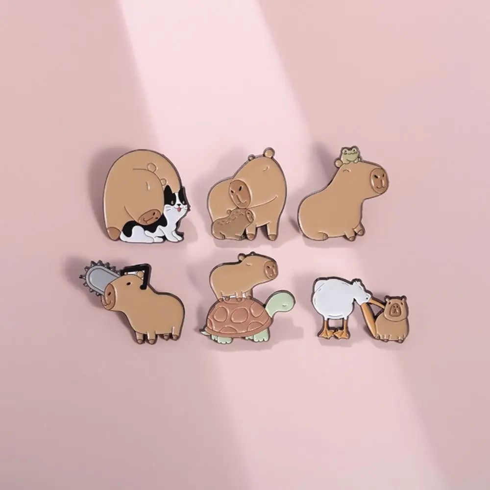 Мини-милая брошь в виде капибары кошка рыба-фугу мультяшные эмалированные