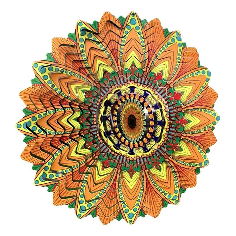 

Beating Wind Spinner Chimes Garden Indoor Outdoor Colorful Flowers Metal Mirror Stainless Steel 3D Rotating Wind Chime