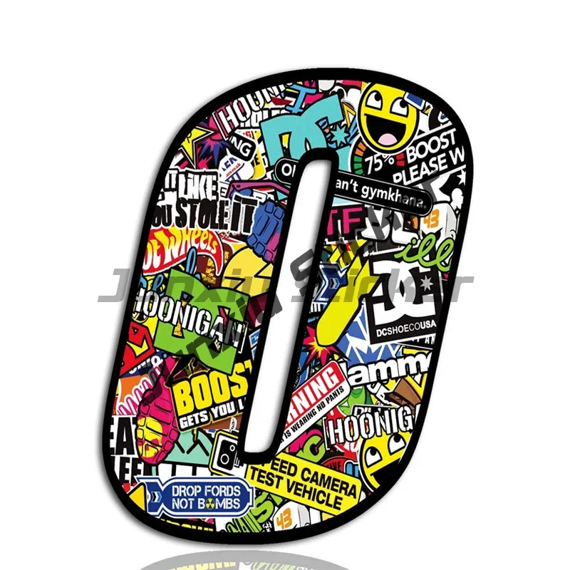 Черные с оранжевой границей панк цифры наклейки 0123456789 виниловая наклейка