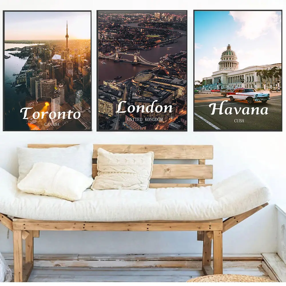 Известная Картина на холсте Нью-Йорк Гавана Сингапур плакат и печать Торонто