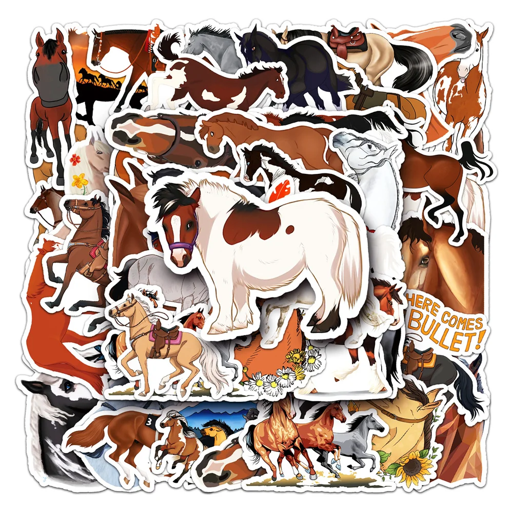

10/30/50PCS New Cartoon Horse Personality Creative Sticker Suitcase Table Chair Car Guitar Computer Waterproof Sticker Wholesale