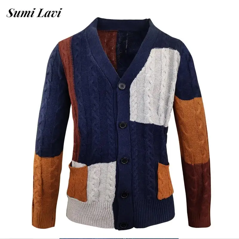 

Мужской Жаккардовый Кардиган с длинным рукавом, на пуговицах, с V-образным вырезом