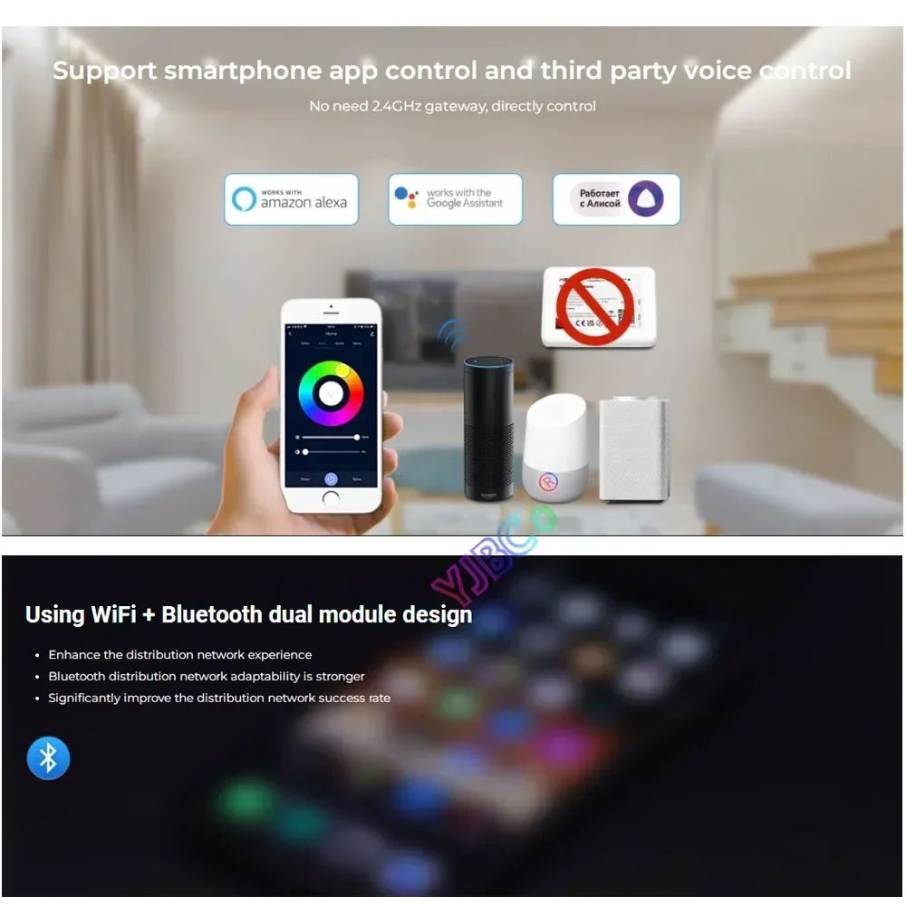 Контроллер светодиодных лент Miboxer 12 В 24 Wi-Fi 5 в 1 одноцветный/двойной белый/RGB/RGBW/RGB +