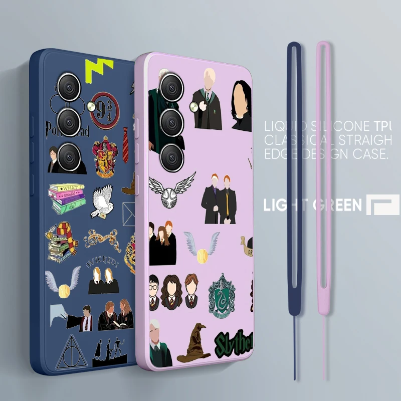 

Cute Malfoy P-potters For Samsung A34 A14 A52S A54 A23 A13 A73 A03Core A22 4G 5G Liquid Rope Silicone Phone Case