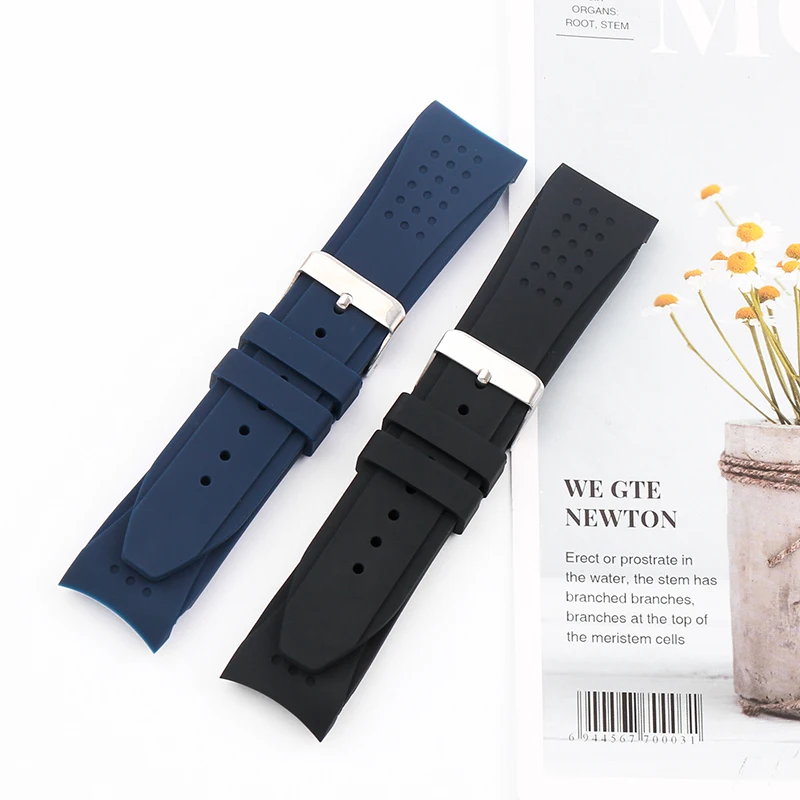 24mm men's silicone strap watch accessories For IWC outdoor sports waterproof rubber watch band Wristband buckle