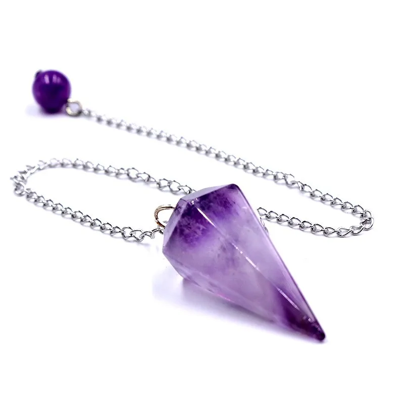 

Natural Crystal Stone Quartz Agates Pendant Reiki Healing Cone Amethyst Charm Pendulum Pendants For Divination Dowsing Reiki