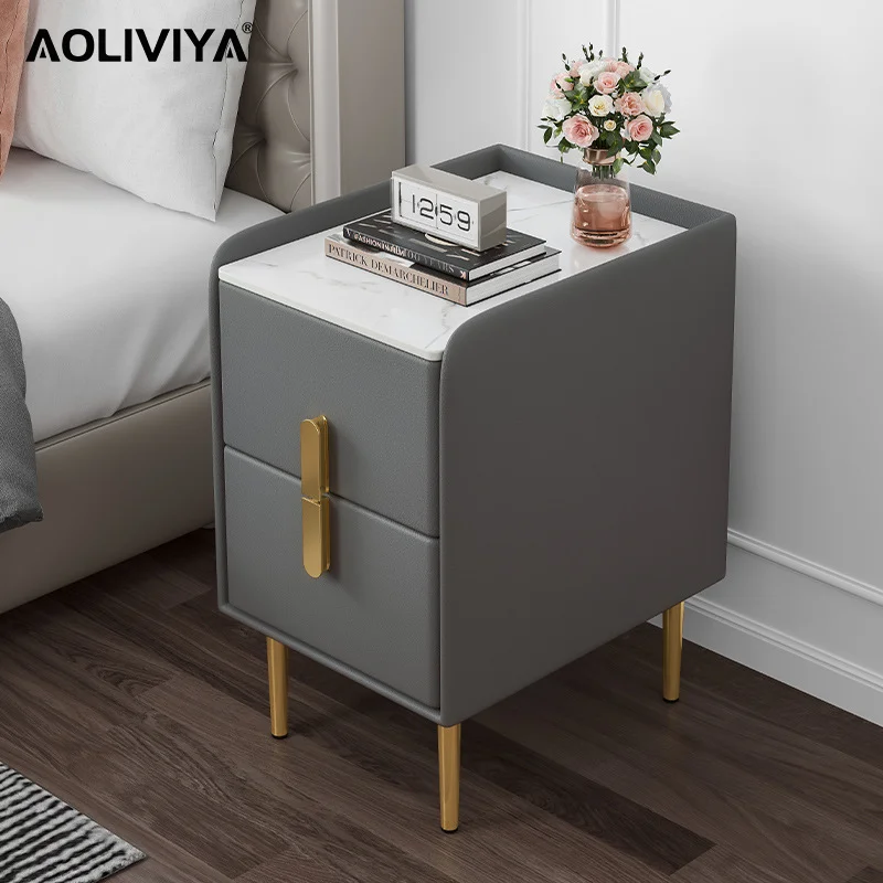 

Прикроватный столик AOLIVIYA, минималистичный современный, 30 см, ультра-узкий маленький прикроватный столик, сланцевый кожаный прикроватный шкаф для хранения