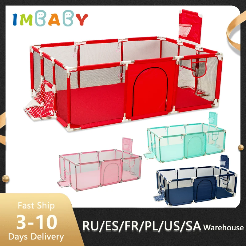 IMBABY-corralito de varios estilos para niños, cerca de cama para piscina de bolas, baloncesto y fútbol en interiores