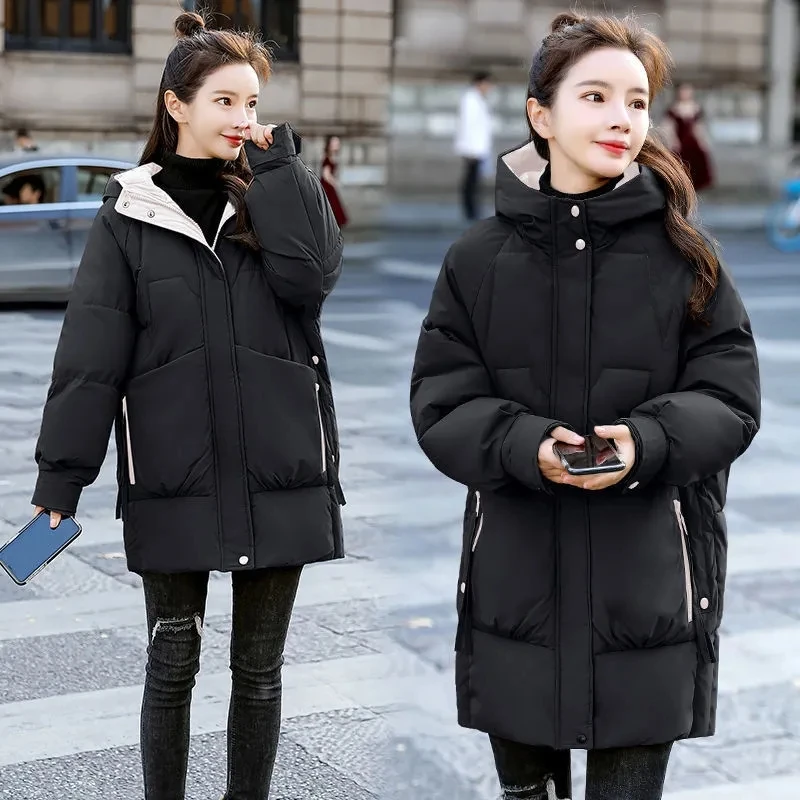 Winter Women's Cotton Padded Jacket 2022 New Winter Warm Thick Loose Cotton Coat Korean Hooded Solid Parkas Coat Female Outwear