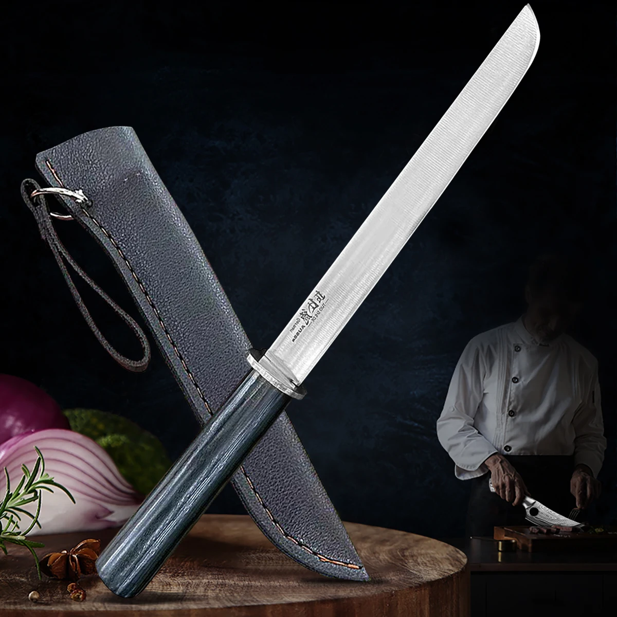 

Sushi Knife Sashimi Japanese Paring Knife Kitchen Butcher Bone Slicing Knife Cleaver Cookware with Knife Cover