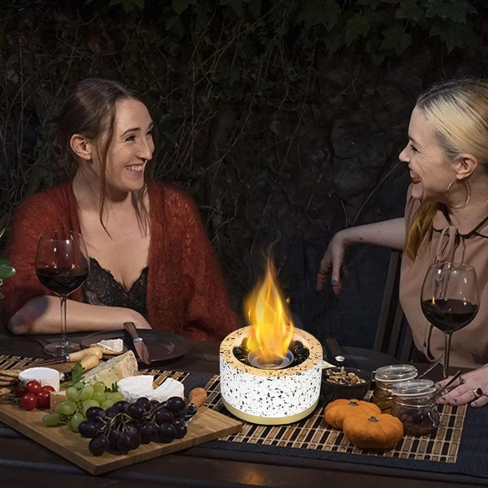 Настольная чаша для огня легкая настольная с галькой комнатная и уличная