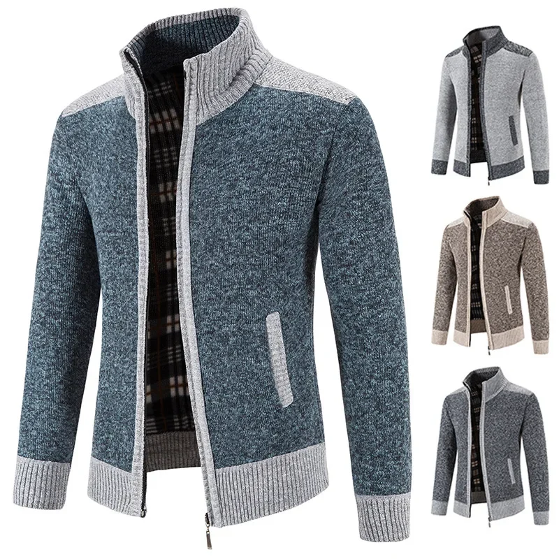 Мужской свитер с воротником-стойкой на осень/зиму
