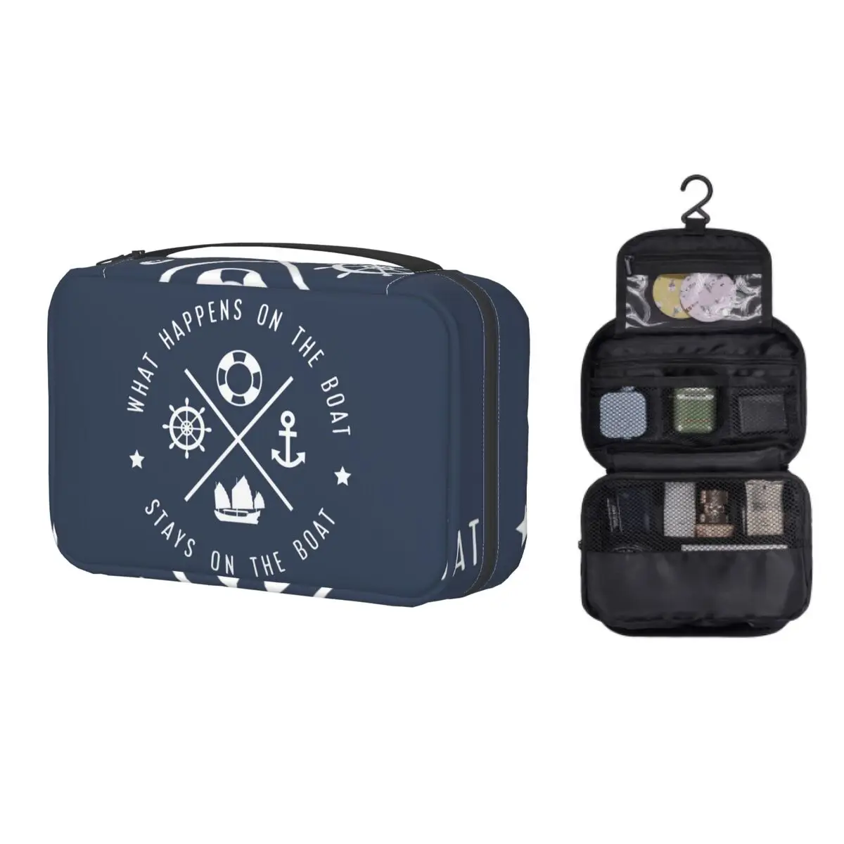 

Hang Travel What Happens On The Boat Stays On The Boat Toiletry Bag Folding Nautical Sailor Quotes Makeup Cosmetic Dopp Kit Case