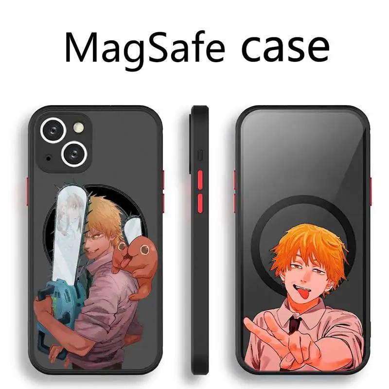

Chainsaw Man anime manga Phone Case Transparent Magsafe Magnetic Magnet For iPhone 13 12 11 Pro Max Mini Wireless Charging