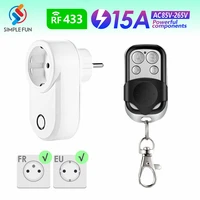 433mhz wireless remote control socket eu fr standard plug electrical outlets 15a ac220v transmitter for home appliance switch