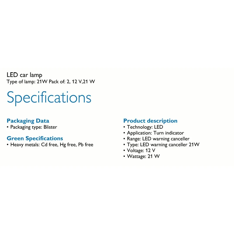 Лампа для декодера поворотника Philips Φ Canbus eec 21 Вт подходит T20 S25 W21W P21W