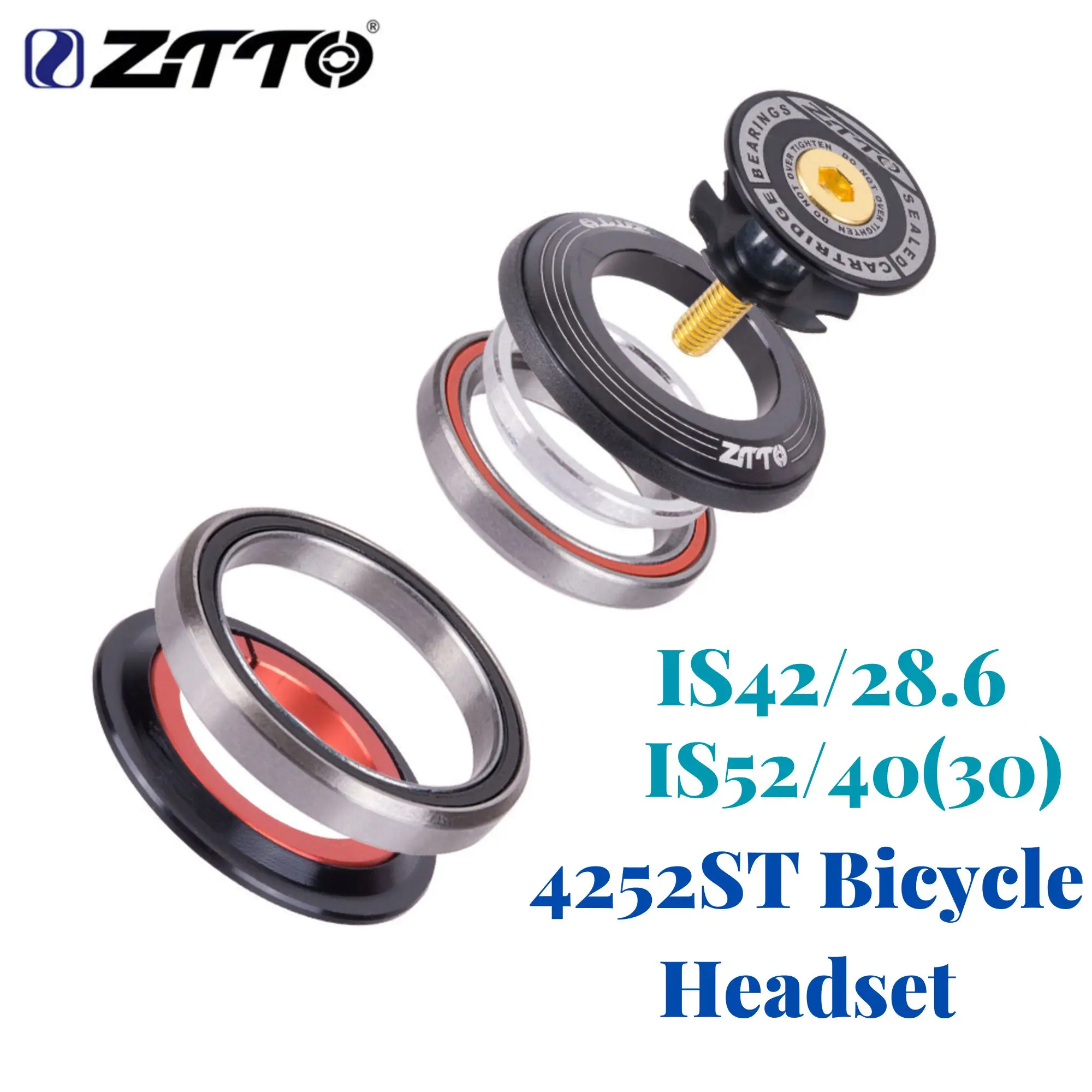 

ZTTO 4252ST гарнитура для горного и шоссейного велосипеда 42 41,8 52 мм 1 1/8 дюйма 1 1/2 дюйма коническая прямая вилка интегрированный угловой контактный подшипник велосипедные детали