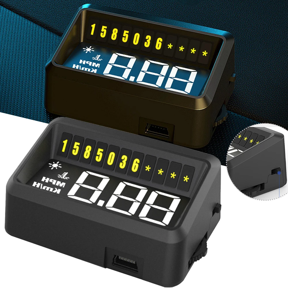 

1x Black Car Head Up Display HUD Gauge OBD2 Driving Computer Temperature Speedometer Suitable For Most Car Models Car Electronic