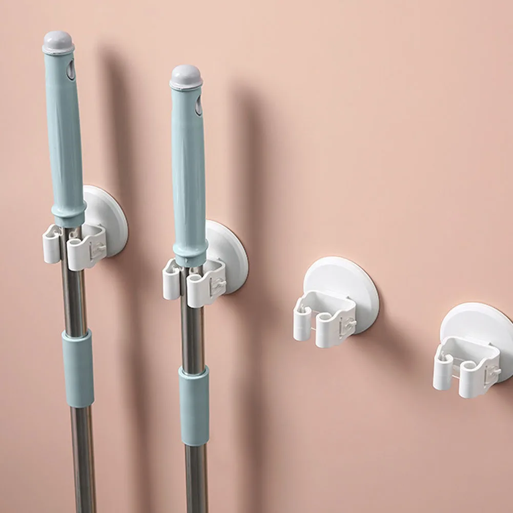 

High Quality Home Storage Rack Bathroom Suction Hanging Pipe Hooks Wall Mounted Mop Organizer Holder Brush Broom Hanger
