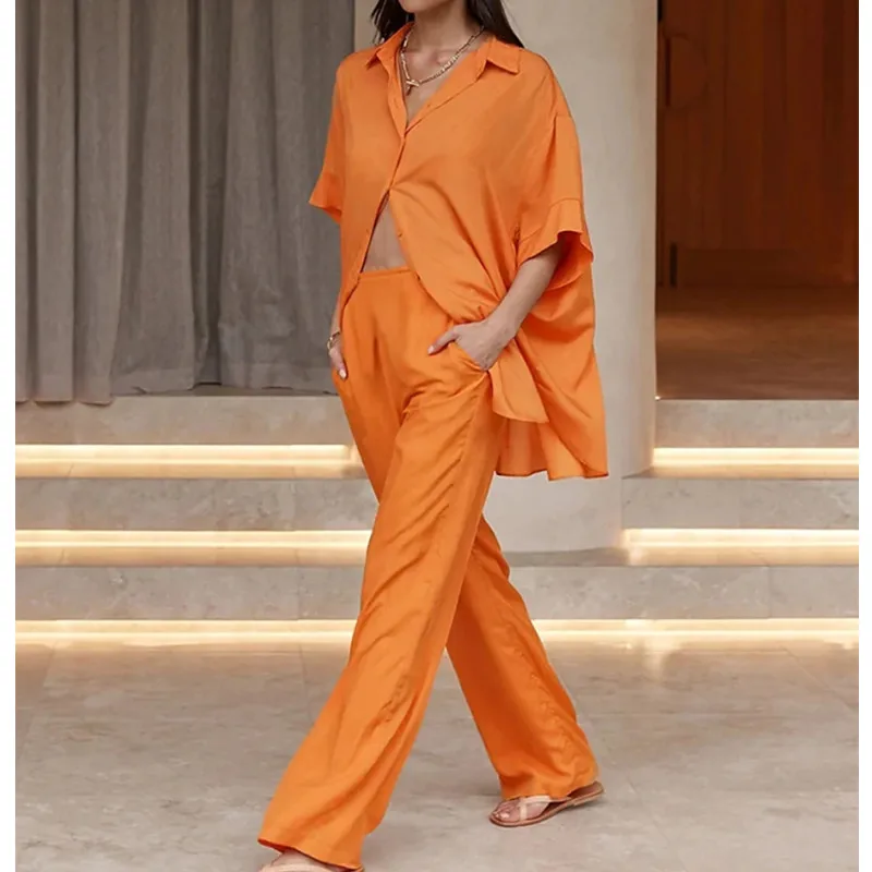 

Women's 2 Piece Cotton Linen Casual Business Shrit Style Suit Long Sleeve Adjustable Breathable Soft Comfortable Beach Outfit