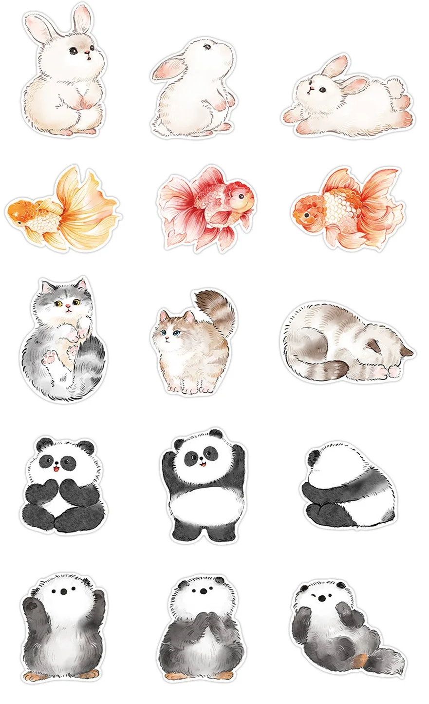 

Открытки с кроликом, пандой и золотой рыбой RJAilisi, набор из 15 штук