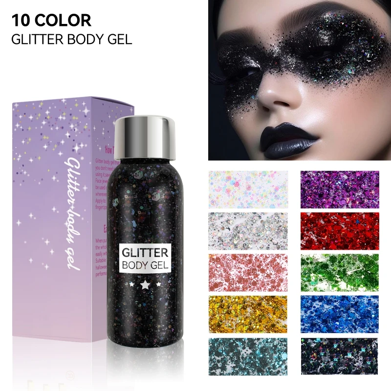 10 Colors DIY Art Craft Face Sparkle Body Glitter Gel Multipurpose Long Lasting Manicure Nail Hair Neck Party Club Maquiagem