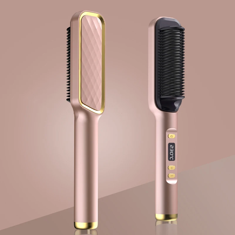 3 in 1 Heating Comb Straightener Hair Straightener Brush Electric Hair Straightening and Curly Iron Brush Comb Curler Women