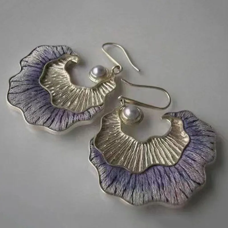 

Classic Round White Pearl Earrings Women Trendy Silver Color Metal Inlaid Hook Dangle Earrings Jewelry