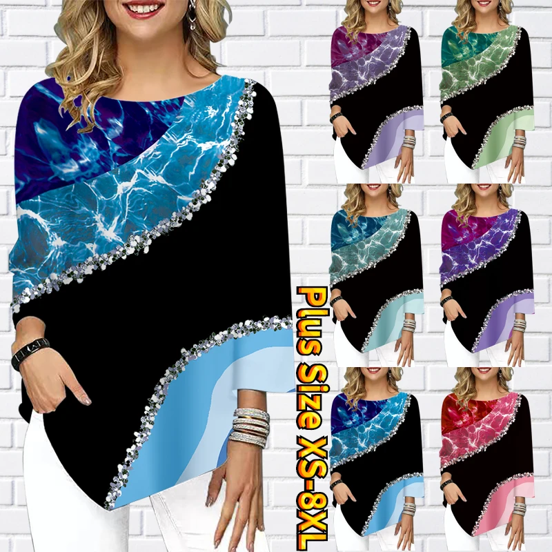 

2022 Summer Women Everyday Three Quarter Sleeve Women Vintage Prints Casual T-Shirt Round Collar Pullover Ladies Fashion Tops