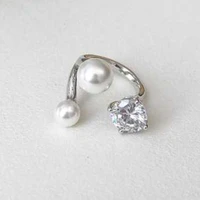 2022 new cute sweet pearl zircon rings for women fashion simple open adjustable dating ring wedding party jewelry birthday gifts