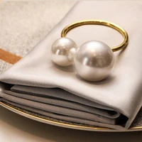 6pcs highlighted pearls napkin ringswedding serviettenringu shaped napkin holders for dining room family dinner table decor
