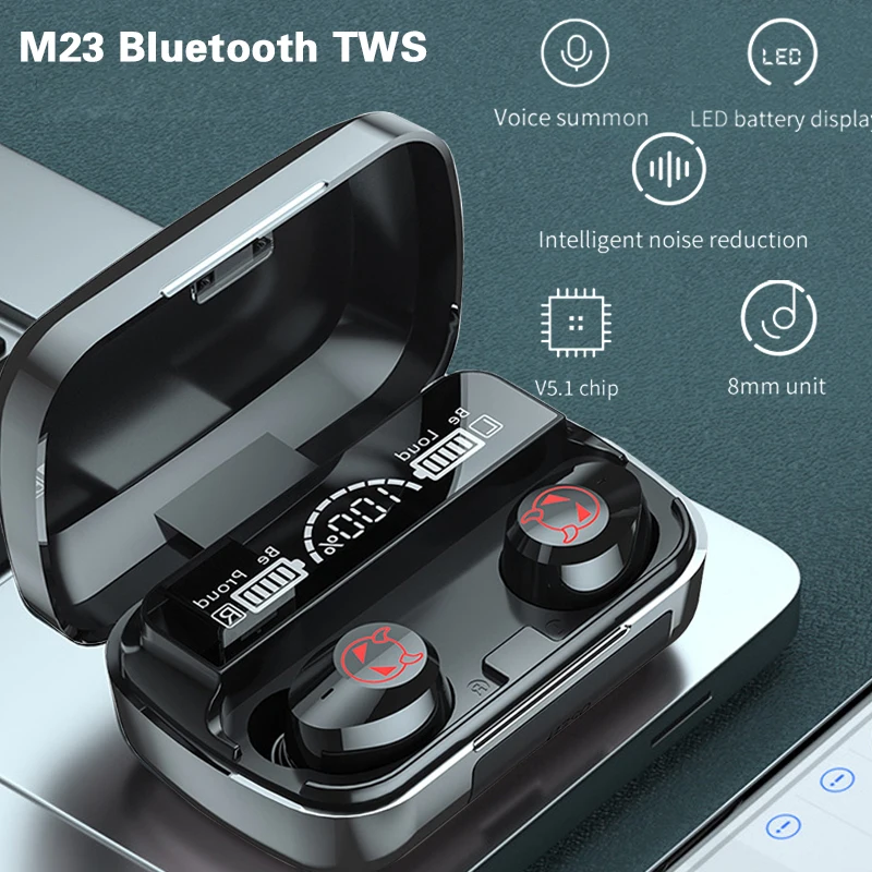 

M23 Bluetooth 5.1 Stereo Gaming Headphones Earphone Wireless Headset With Mic Waterproof Headphone Noise Cancelling Low Latency