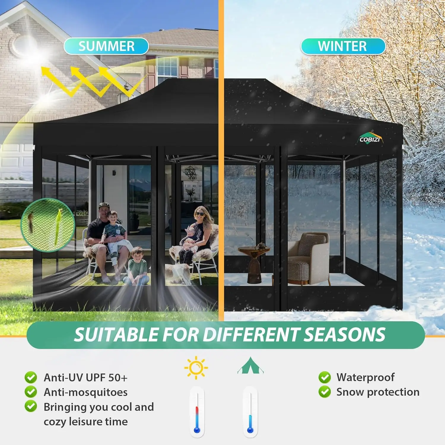 COBIZI 10x15 Всплывающая палатка с навесом и боковыми стенками сверхмощная легкая