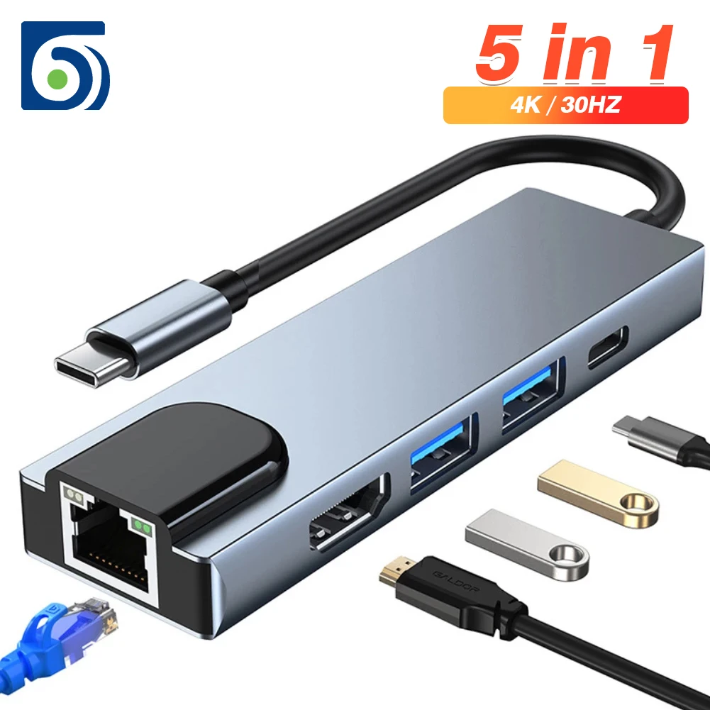 

USB-концентратор Byscoon 5 в 1, USB C, 100 Мбит/с