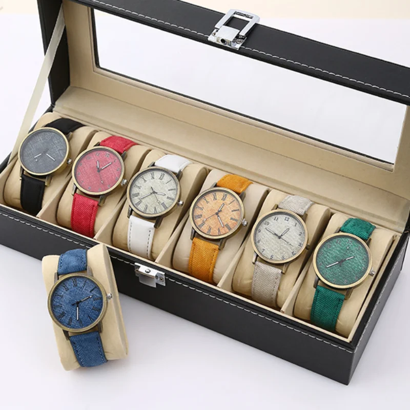 

New Fashion Men Casual Quartz Watch Women Jean Fabric Leather Strap Watches Relogio Feminino Ladies Wristwatch Hot Clock