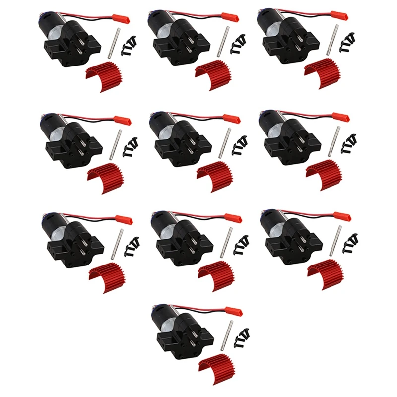 

10X 370 Brushed Motor+Alloy Heat Sink Gear Box Set With Steel Gears For WPL Henglong C14 C24 B14 B24 B16 B36 4X4 6X6