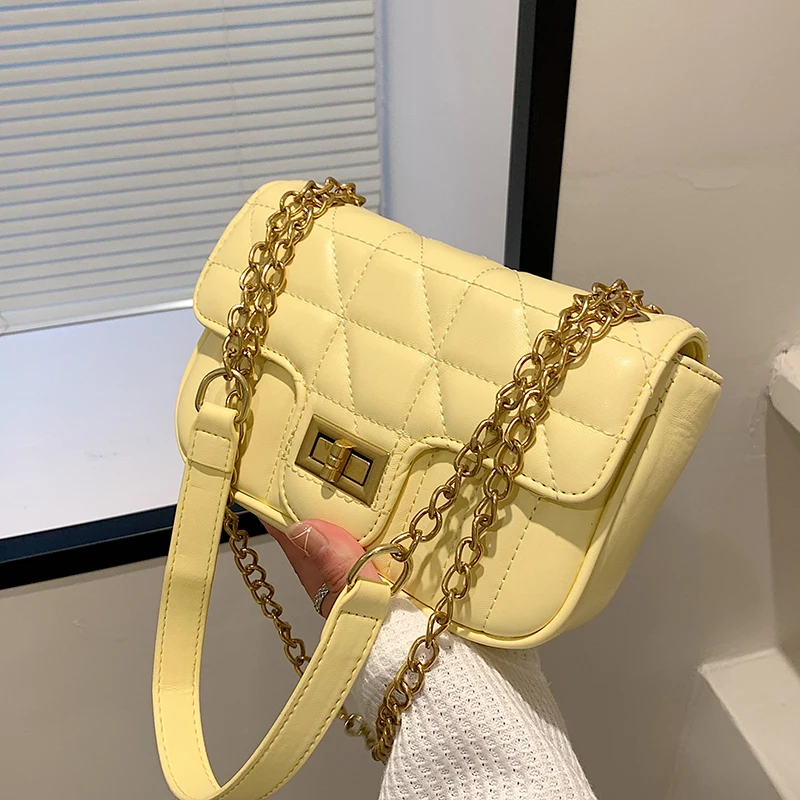 

High Quality Leather Handbag Luxury Brand Chain Handle Shoulder Messenger Bags for Woman 2022 New Small Square Bag Sac A Main