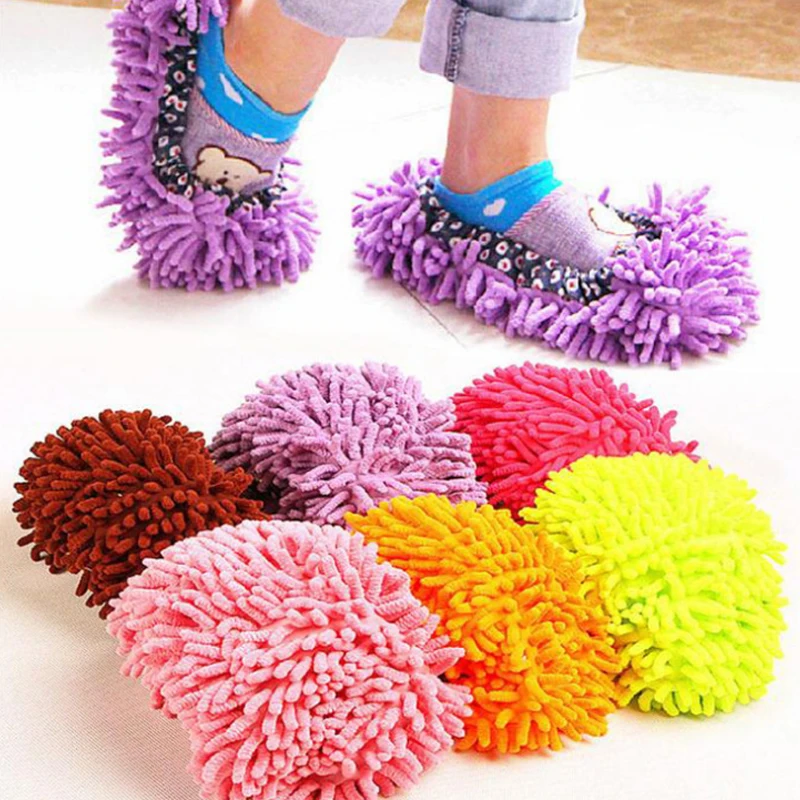 

1/2pcs Bathroom household floor cleaning mop cleaner slippers lazy shoe cover microfiber dust cloth mopping shoes floor cleaning