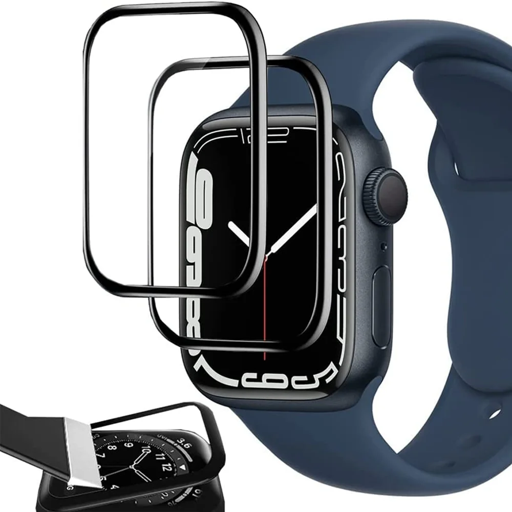 

Мягкое стекло для Apple Watch series 7 6 5 4 3 se 45 мм 41 мм 44 мм 40 мм 42 мм 38 мм 9D HD (не закаленное), защитная пленка для экрана iwatch