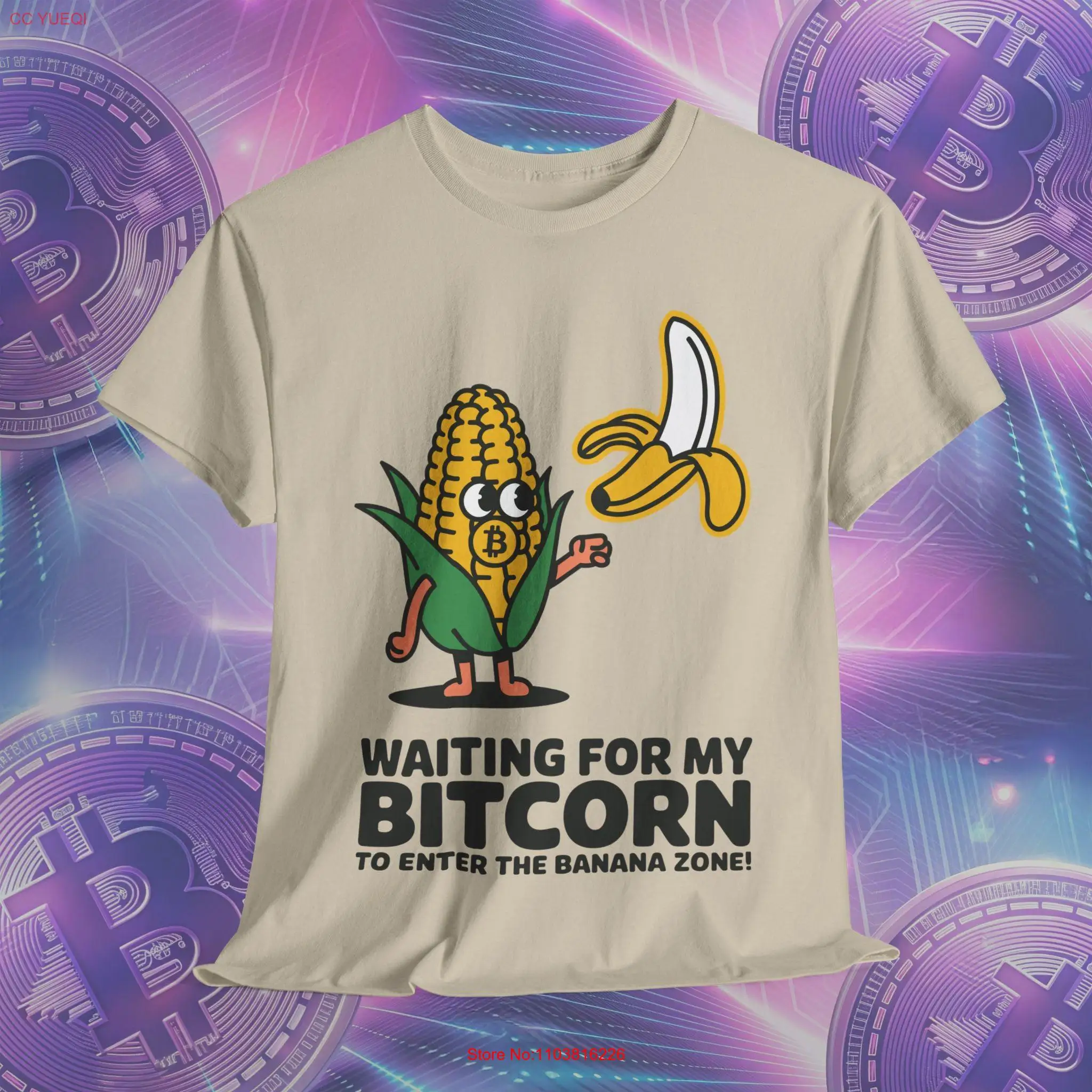 Футболка Bitcorn Banana Zone с забавным крипто-мемом идеально подходит для любителей