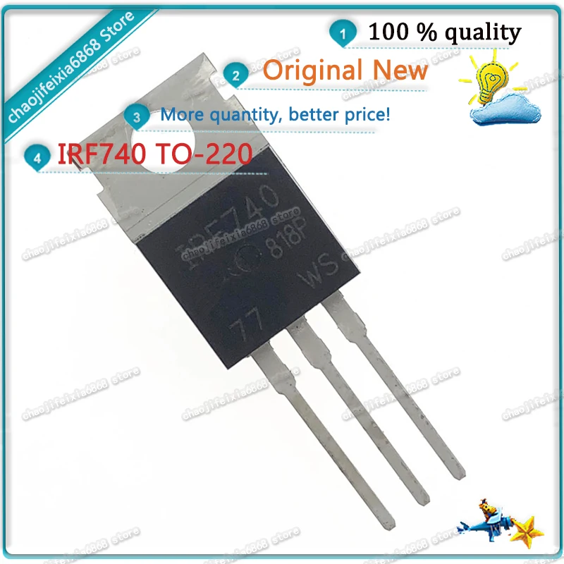 10 шт./лот! Транзистор для триодов IRF740PBF IRF740 TO-220 IRF740P IRF740PB TO220 10A 400V MOSFET N-Chan - купить по