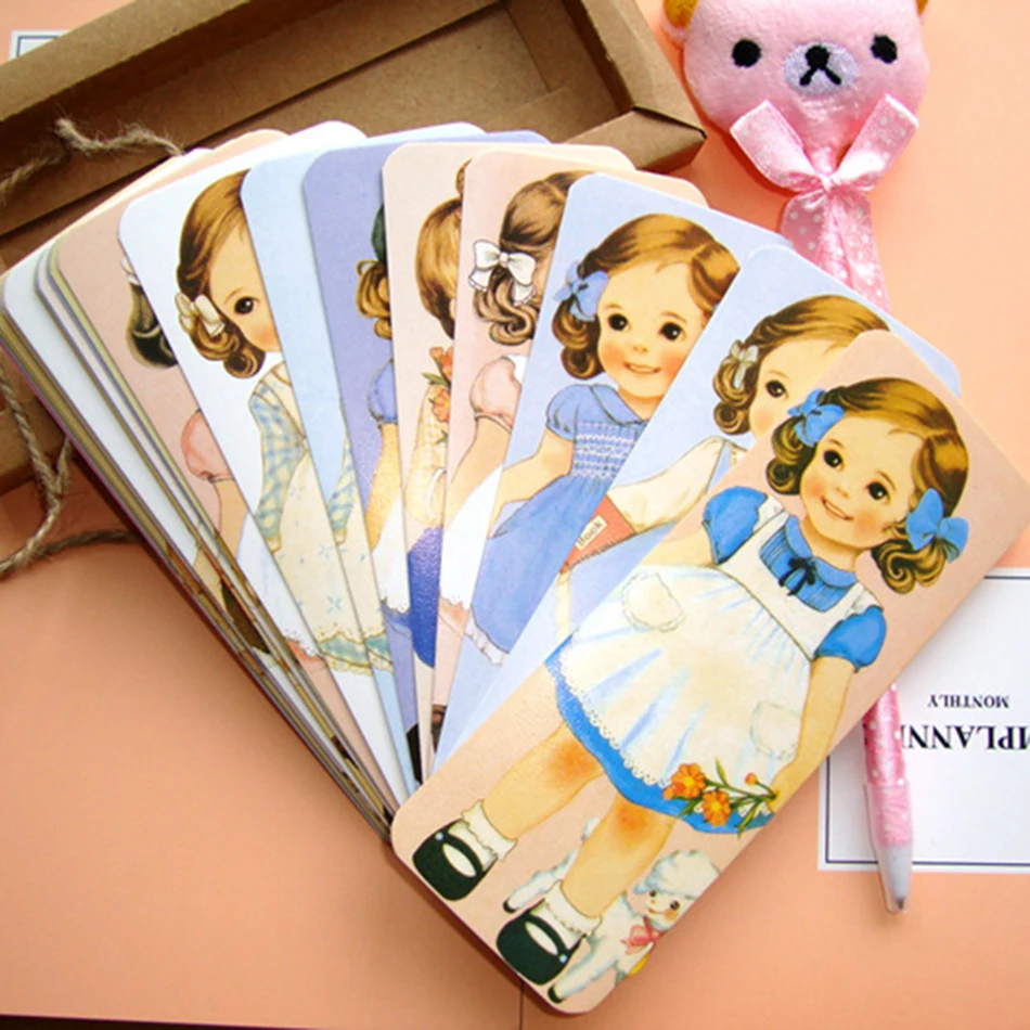 30PCS/lot New girl doll mate series Bookmark set with Kraft 