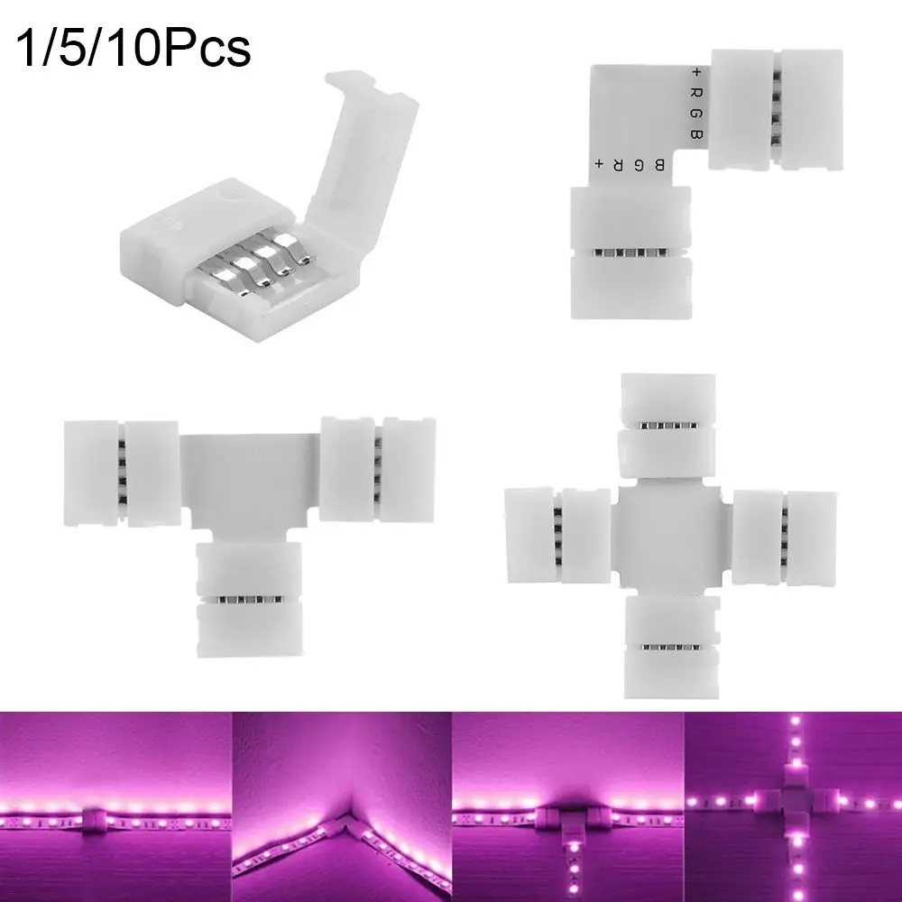 

1/5/10PCS Free Welding Clip-on Coupler Solderless For 3528 5050 4Pin LED Strip Connector 10mm PCB