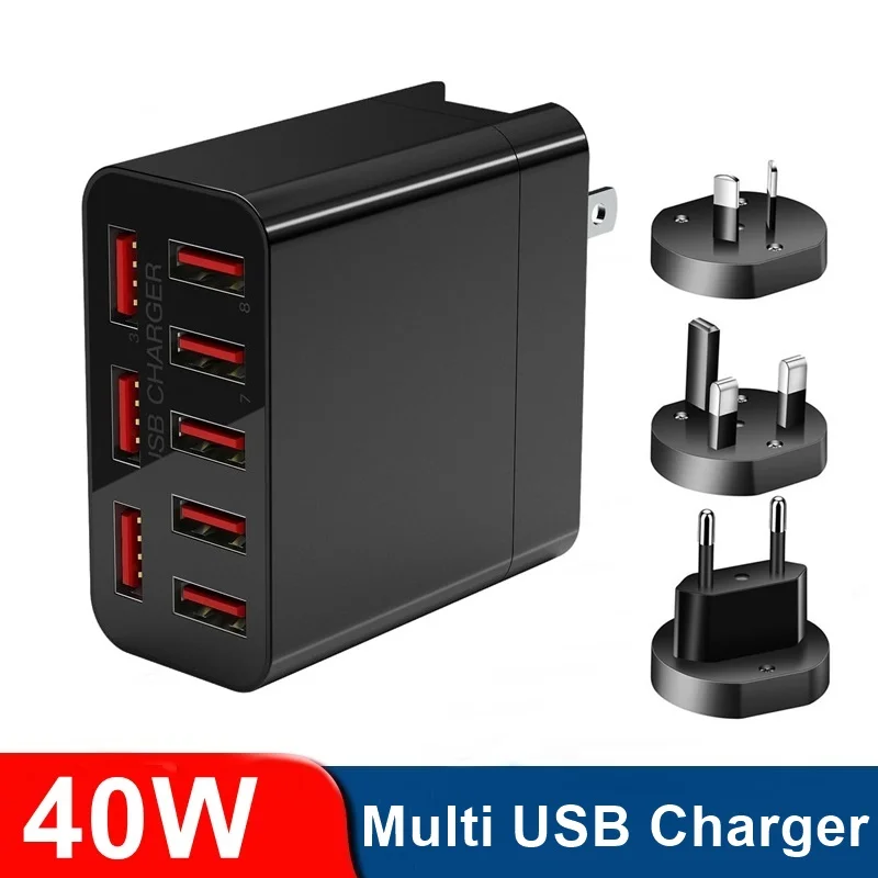 

Портативное зарядное устройство с 8 USB-портами, 40 Вт, 85-240 В