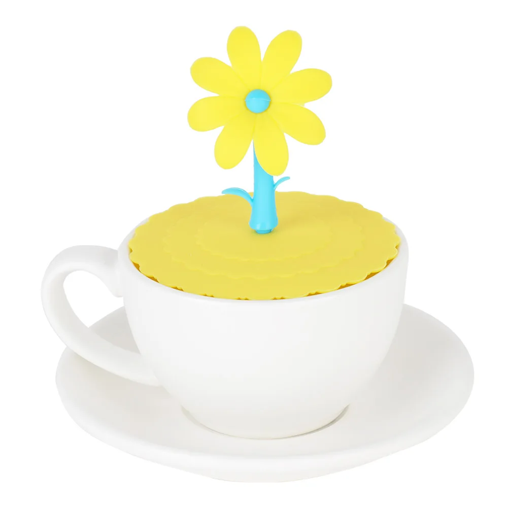 

Sapling Cartoon Cup Lids Silicone Cup Cover Heat-Resistant Harmless Silicone Lid（Yellow）