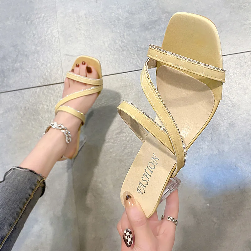 

Wedged Sandals for Women Sandals on Shoes Breathable Slip Fashion Heels Casual Womens Rhinestone Chunky High Women's Sandals