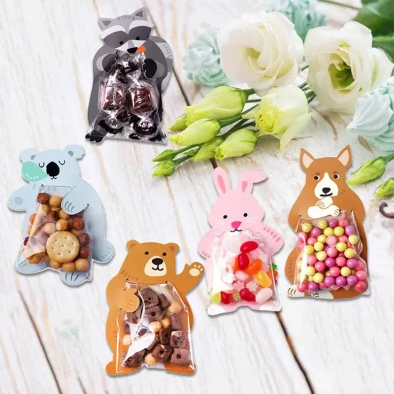 

10pcs Jungle Animal Candy Bag Easter Rabbit Gift Bags Safari Birthday Party Decoration Kids Favors Cookies Bag Baby Shower Decor
