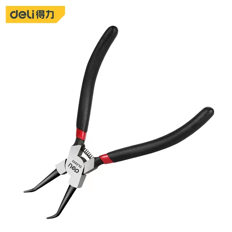 

deli Japanese type incurved circlip pliers 5 inch hole for retaining ring pliers shaft for spring pliers DL0333