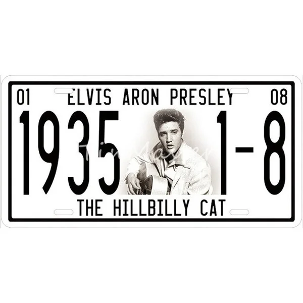 

Elvis Presley License plate Metal Sign Vintage Home Decor Plaque Metal Vintage Garage Poster Tin Signs 15X30CM