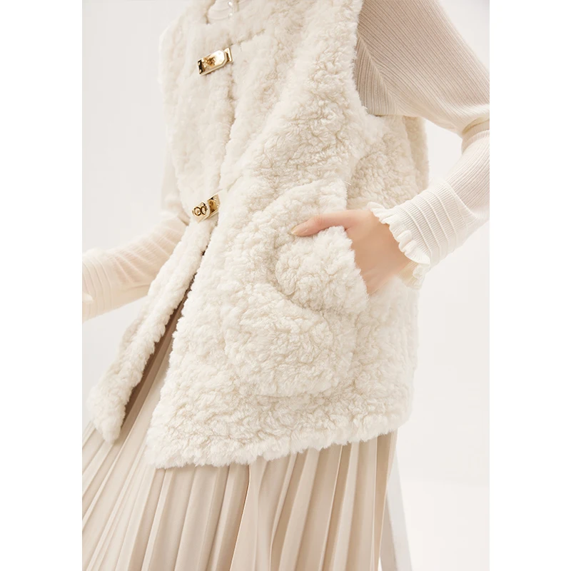 New Casacos De Inverno Feminino Frete Gratis Faux Fur Casual Womens Fur Coat Sleeveless O-Neck Single Breasted Wide-waisted